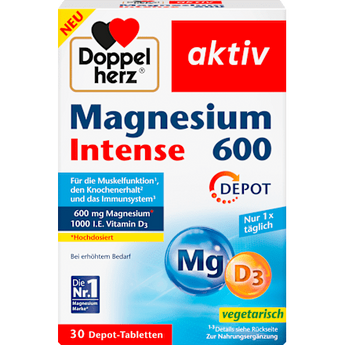 Magnesium Intense 600 + Vitamin D3 Tabletten 30 St, 47,1 g - VivaVoss