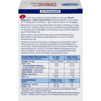 Magnesium + Kalium Direkt - Sticks 30 St, 112,5 g - VivaVoss