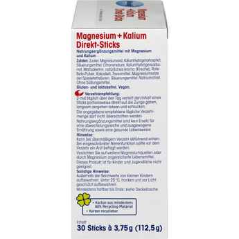 Magnesium + Kalium Direkt - Sticks 30 St, 112,5 g - VivaVoss