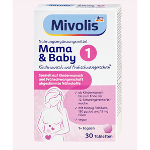 Mivolis Mama & Baby 1 Tabletten 30 St, 22 g – Ernährung für Schwangerschaft & Stillzeit image_position | VivaVoss