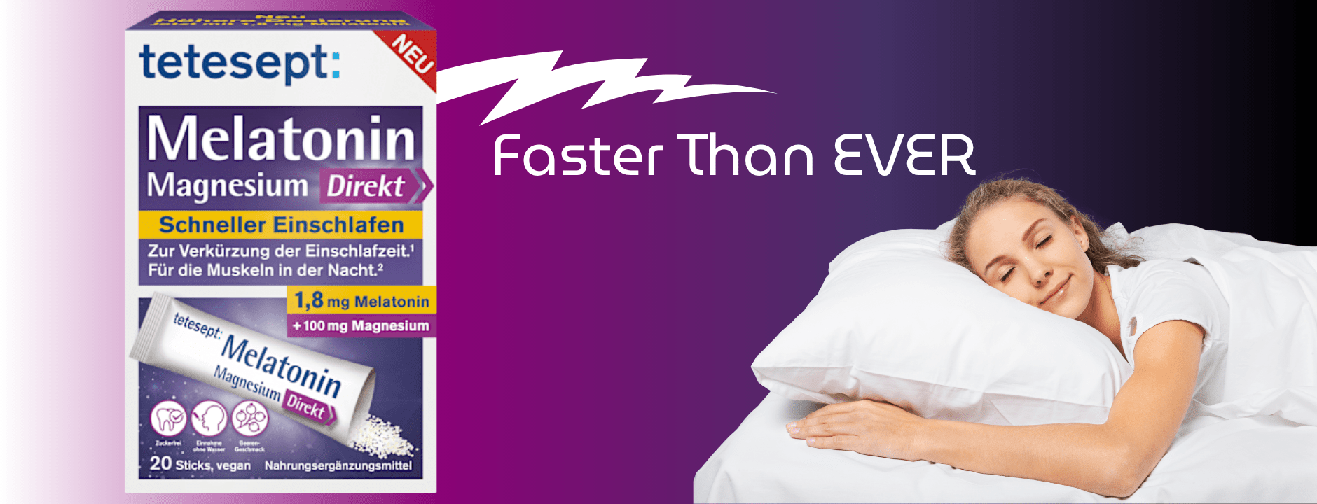 Tetesept Melatonin Magnesium Direkt Sticks – German sleep & relaxation supplement | VivaVoss
