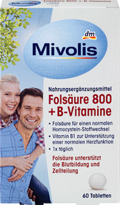 Folsäure 800 + B-Vitamine, Tabletten 60 St. Mivolis