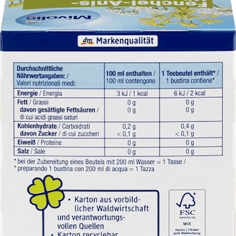 Kräutertee, Fenchel-Anis-Kümmel Tee (12 Beutel)  Mivolis
