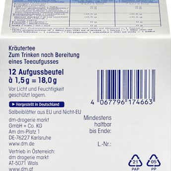 Kräutertee, Salbei Tee (12 Beutel) Mivolis