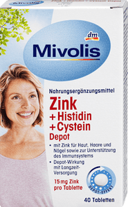Zink + Histidin + Cystein Depot, Tabletten 40 St. Mivolis