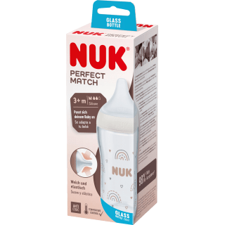 NUK Babyflasche aus Glas Perfect Match, weiß, ab 3. Monat, 230 ml, 1 St - VivaVoss