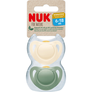 NUK Schnuller for Nature Latex, grün/beige, Gr.2, 6 - 18 Monate, 2 St - VivaVoss