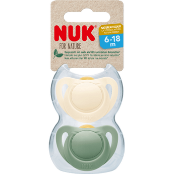 NUK Schnuller for Nature Latex, grün/beige, Gr.2, 6 - 18 Monate, 2 St - VivaVoss