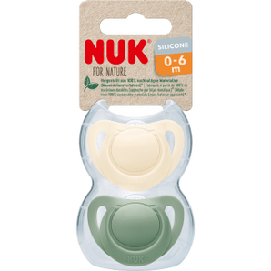 NUK Schnuller for Nature Silikon, grün/ beige, Gr.1, 0 - 6 Monate, 2 St - VivaVoss