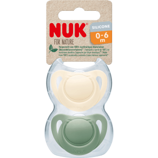 NUK Schnuller for Nature Silikon, grün/ beige, Gr.1, 0 - 6 Monate, 2 St - VivaVoss