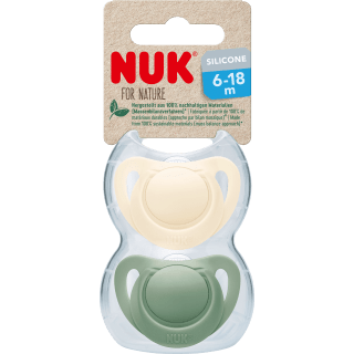 NUK Schnuller for Nature Silikon, grün/beige, Gr.2, 6 - 18 Monate, 2 St - VivaVoss