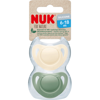 NUK Schnuller for Nature Silikon, grün/beige, Gr.2, 6 - 18 Monate, 2 St - VivaVoss