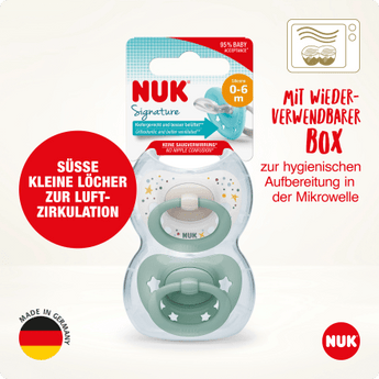 NUK Schnuller Signature Silikon, grün, 0 - 6 Monate, 2 St - VivaVoss