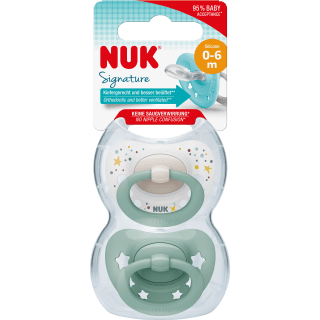 NUK Schnuller Signature Silikon, grün, 0 - 6 Monate, 2 St - VivaVoss