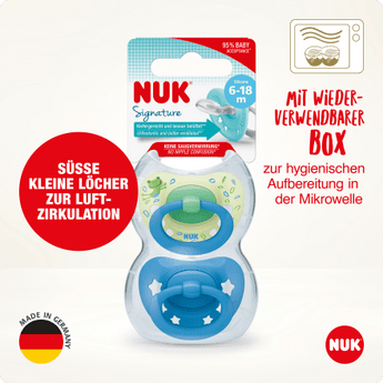 NUK Schnuller Signature Silikon, grün/blau, 6 - 18 Monate, 2 St - VivaVoss
