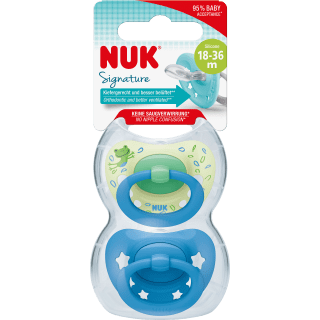 NUK Schnuller Signature Silikon, grün/blau, ab 18 Monate, 2 St - VivaVoss