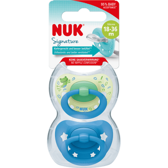 NUK Schnuller Signature Silikon, grün/blau, ab 18 Monate, 2 St - VivaVoss