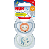 NUK Schnuller Space Night Silikon, blau/mint, 0 - 6 Monate, 2 St - VivaVoss