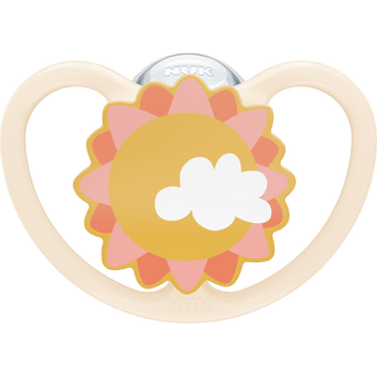 NUK Schnuller Space Silikon, gelb/aprikose, 6 - 18 Monate, 2 St - VivaVoss