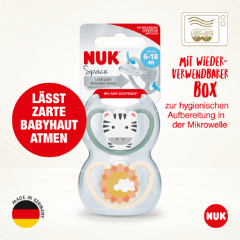 NUK Schnuller Space Silikon, grün/aprikose, 6 - 18 Monate, 2 St - VivaVoss