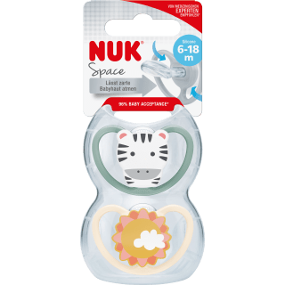 NUK Schnuller Space Silikon, grün/aprikose, 6 - 18 Monate, 2 St - VivaVoss