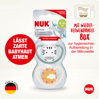 NUK Schnuller Space Silikon, grün/aprikose, ab 18 Monate, 2 St - VivaVoss