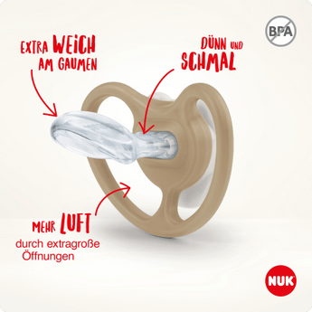 NUK Schnuller Space Silikon, grün/aprikose, ab 18 Monate, 2 St - VivaVoss