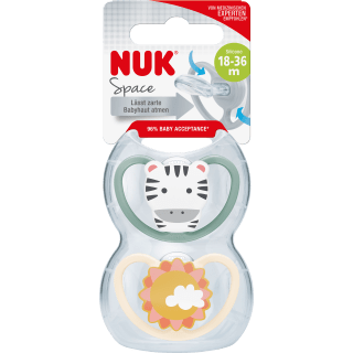 NUK Schnuller Space Silikon, grün/aprikose, ab 18 Monate, 2 St - VivaVoss