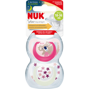 NUK Schnuller Star Day & Night Silikon, pink/weiß, Gr.3, 18 - 36 Monate, 2 St - VivaVoss