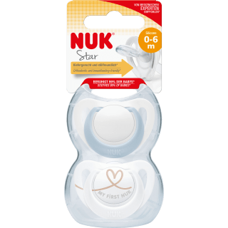 NUK Schnuller Star Silikon, blau/weiß, Gr.1, 0 - 6 Monate, 2 St - VivaVoss