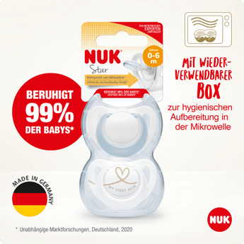 NUK Schnuller Star Silikon, blau/weiß, Gr.1, 0 - 6 Monate, 2 St - VivaVoss