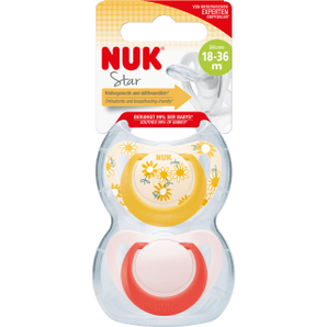 NUK Schnuller Star Silikon, gelb/rot, Gr.3, 18 - 36 Monate, 2 St - VivaVoss