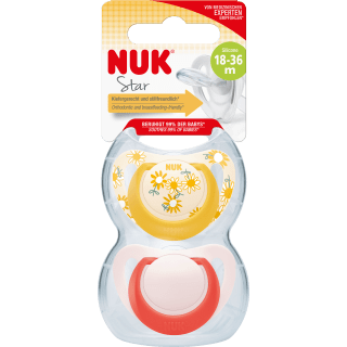 NUK Schnuller Star Silikon, gelb/rot, Gr.3, 18 - 36 Monate, 2 St - VivaVoss