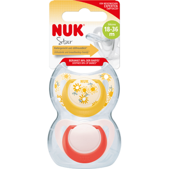 NUK Schnuller Star Silikon, gelb/rot, Gr.3, 18 - 36 Monate, 2 St - VivaVoss