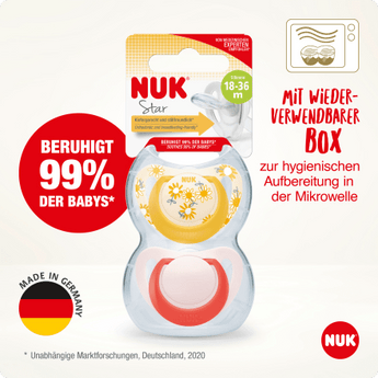 NUK Schnuller Star Silikon, gelb/rot, Gr.3, 18 - 36 Monate, 2 St - VivaVoss