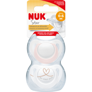 NUK Schnuller Star Silikon, rosa/weiß, Gr.1, 0 - 6 Monate, 2 St - VivaVoss