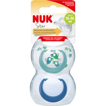 NUK Schnuller Star Silikon, türkis/blau, Gr.3, 18 - 36 Monate, 2 St - VivaVoss