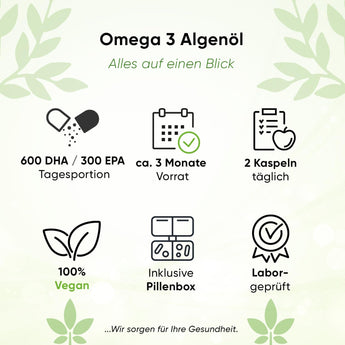Omega 3 Vegan, 600 DHA & 300 EPA+ Vitamin E - VivaVoss