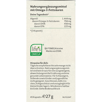 Omega - 3 vegan Kapseln 45 St, 27 g - VivaVoss
