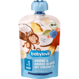Quetschie Banane & Ananas in Apfel mit Kokosmilch ab 1 Jahr recyclebar, 100 g Quetschie by BabyLove – Available at VivaVoss