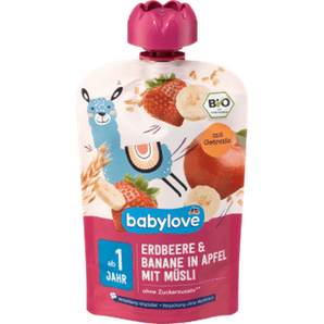 Quetschie Erdbeere - Banane in Apfel mit Müsli ab 1 Jahr recyclebar, 100 g Quetschie by BabyLove – Available at VivaVoss