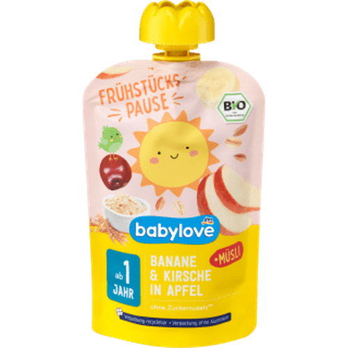 Quetschie Frühstückspause Apfel - Banane - Kirsch - Müsli recyclebar ab 1 Jahr, 100 g Quetschie by BabyLove – Available at VivaVoss