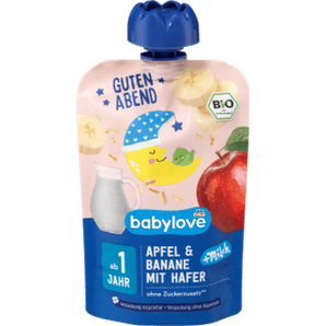 Quetschie Guten Abend Apfel - Banane - Hafer - Milch recyclebar ab 1 Jahr, 100 g Quetschie by BabyLove – Available at VivaVoss