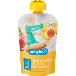 Quetschie Mango & Banane in Apfel mit Karotte ab 1 Jahr, 100 g Quetschie by BabyLove – Available at VivaVoss
