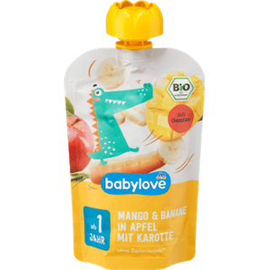 Quetschie Mango & Banane in Apfel mit Karotte ab 1 Jahr, 100 g Quetschie by BabyLove – Available at VivaVoss
