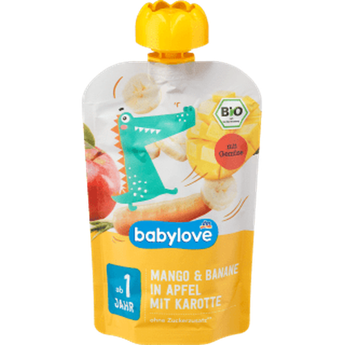 Quetschie Mango & Banane in Apfel mit Karotte ab 1 Jahr, 100 g Quetschie by BabyLove – Available at VivaVoss