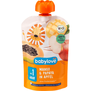 Quetschie Mango & Papaya in Apfel ab 1 Jahr recycelbar, 100 g Quetschie by BabyLove – Available at VivaVoss