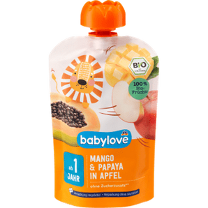 Quetschie Mango & Papaya in Apfel ab 1 Jahr recycelbar, 100 g Quetschie by BabyLove – Available at VivaVoss