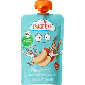 Quetschie Pfirsich - 3 - Korn, ab 6 Monaten, 100 g Quetschie by FruchtBar – Available at VivaVoss
