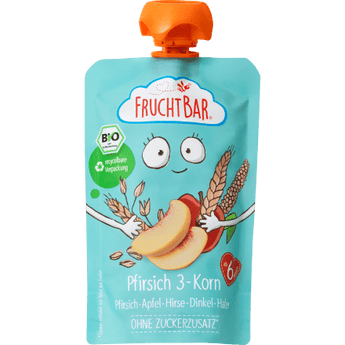 Quetschie Pfirsich - 3 - Korn, ab 6 Monaten, 100 g Quetschie by FruchtBar – Available at VivaVoss